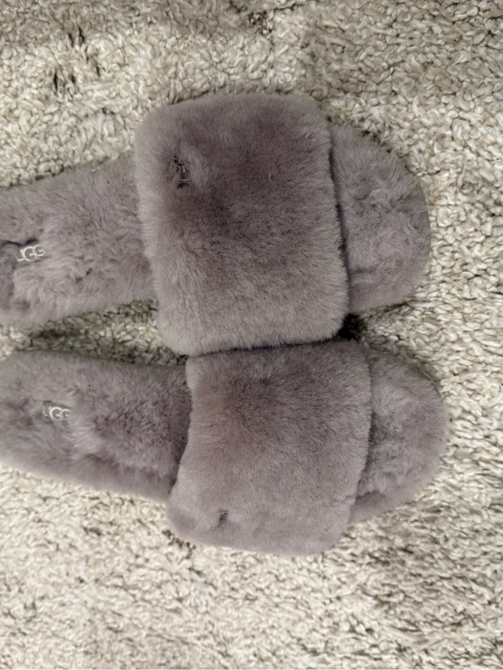UGG Women's Fluff Slide Slippers in Light Gray